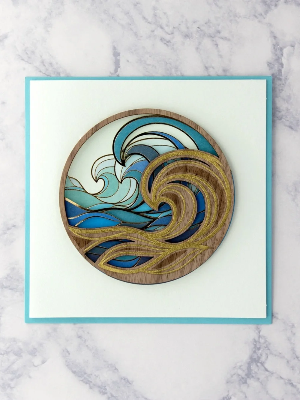 🆕Papyrus “Modern Waves” Gift Bag, Tissue And Card Bundle